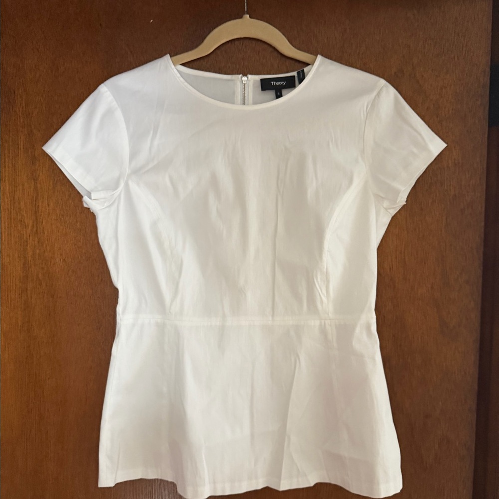 Theory Women's White Peplum Blouse